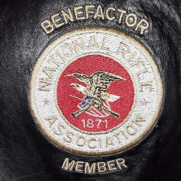 NRA CCW Benefactor Leather Bomber Jacket * Men XL * 56" Chest x 27" Length * EUC - Picture 2 of 15